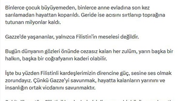 Emine Erdoğan: Gazze'de 3 yıldır bir halkın kökleri sökülmeye çalışılıyor