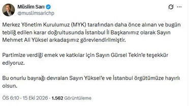 CHP'de Mehmet Ali Yüksel, MYK kararıyla İstanbul İl Başkanlığına görevlendirildi
