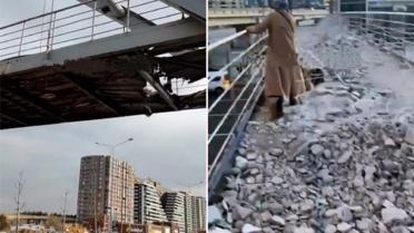 Ankara'da metronun yanı başındaki üstgeçidin son hali bu