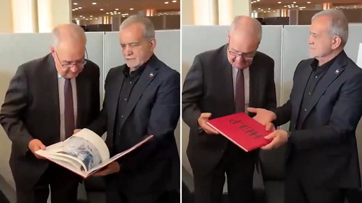Pezeşkiyan’dan İsviçre liderine dikkat çeken hediye: ABDnin sevil hedeflere saldırılarını belgeledi