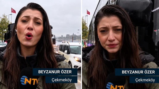 Muhabirin zor anları! Canlı yayında kafasına İETT otobüsünün aynası çarptı