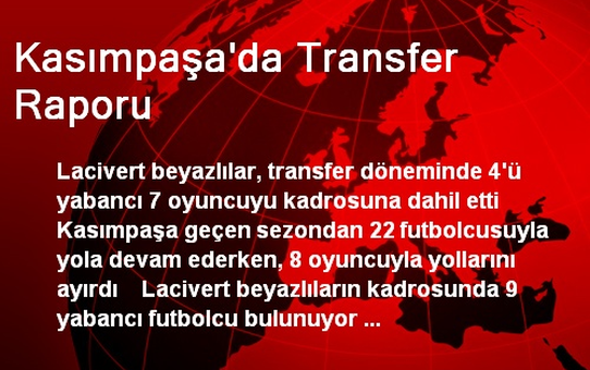 Kasımpaşa'da Transfer Raporu