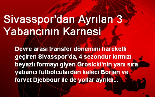 Sivasspor'dan Ayrılan 3 Yabancının Karnesi
