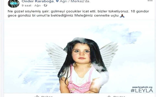 Ünlü Futbolcudan Yeğeni Leyla İçin 'Cennete Uçtu' Paylaşımı