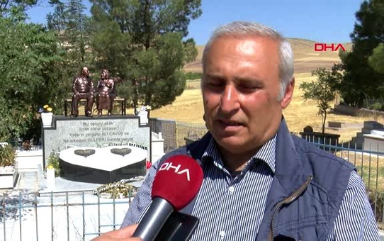 Peş peşe ölen, yan yana gömülen çiftin mezarlarının başına heykelleri dikildi