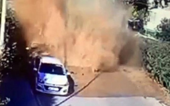Bodrum'da isale hattı patladı, o anlar kamerada