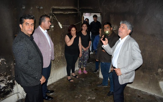Başkan Yavuz'dan evi yanan aileye destek sözü