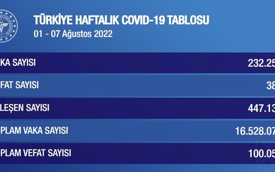 Haftalık Vaka Sayısı! Korona vaka sayısı kaç? Koronavirüs tablosu!