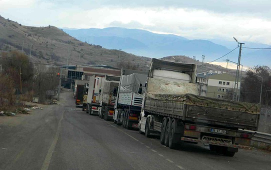 Türkgözü Sınır Kapısı'nda tır kuyruğu