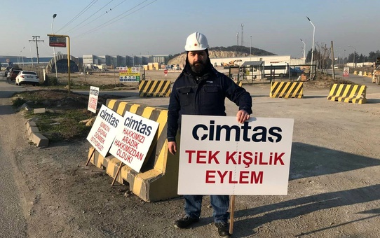 Kaynak işçisinden tek kişilik eylem
