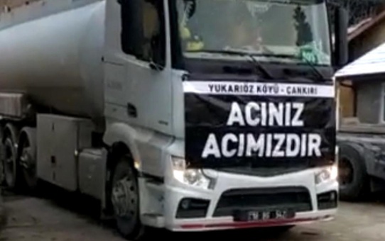 Köy halkından deprem bölgesine 25 bin litre mazot yardımı