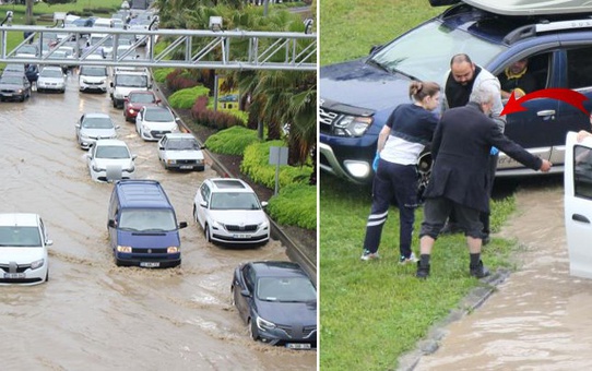 Sel felaketiyle karşı karşıya kalan Samsun'da karayolu göle döndü! Belediye genel sekreteri dahil onlarca vatandaş mahsur kaldı