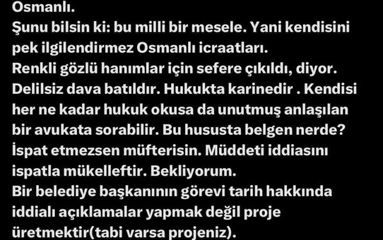 Eskişehir Büyükşehir Belediye Başkanı Yılmaz Büyükerşen'in Osmanlı İmparatorluğu'na yönelik sözleri tepki çekti