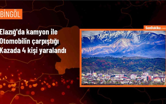 Elazığ'da kamyon ile otomobilin çarpışması sonucu 4 kişi yaralandı