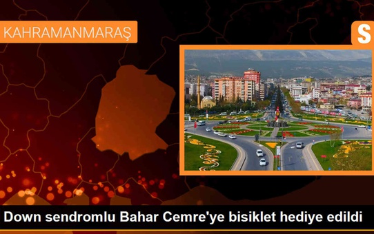 Down sendromlu Bahar Cemre'ye depremde yakalandığı Ebrar Sitesinde bisiklet hediye edildi