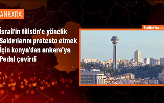 Konya'dan bisikletle ABD Büyükelçiliği'ne protesto