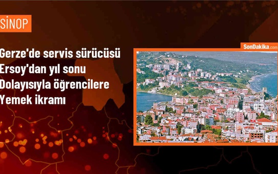 Sinop'un Gerze ilçesinde servis sürücüsü öğrencilere yemek ikramında bulundu