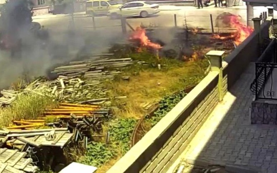 Karaman'da Patlayan Boya Tüpü Yangını Kamerada