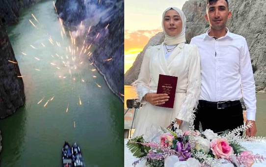 Erzincan'ın Kemaliye ilçesinde Karanlık Kanyon'da nikah akdi gerçekleşti