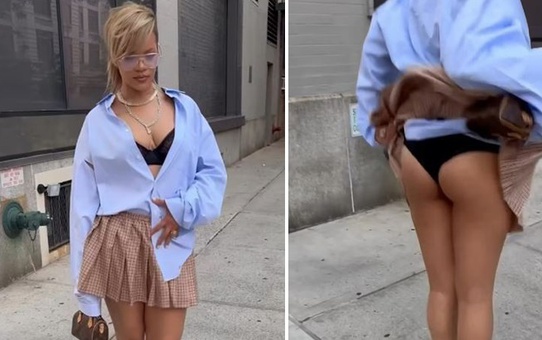 Rihanna, okul kıyafeti içinde eteğini kaldırıp iç çamaşırını kameraya gösterdiği videoyu Instagram'da paylaştı