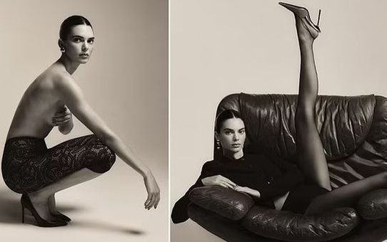 Amerikalı model Kendall Jenner, yeni moda kampanyası için üstsüz pozlar verdi
