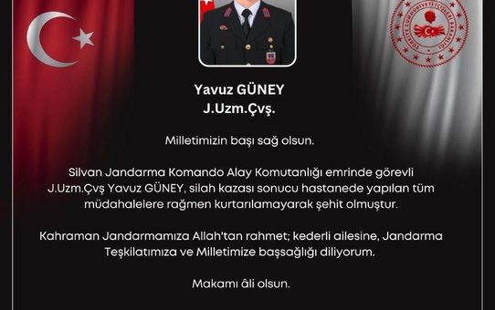 Silah Kazası Sonucu Jandarma Uzman Çavuş Yavuz Güney Şehit Oldu