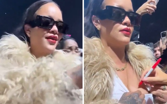 Rihanna konserde göğsünü açıp Mariah Carey'e imzalattı