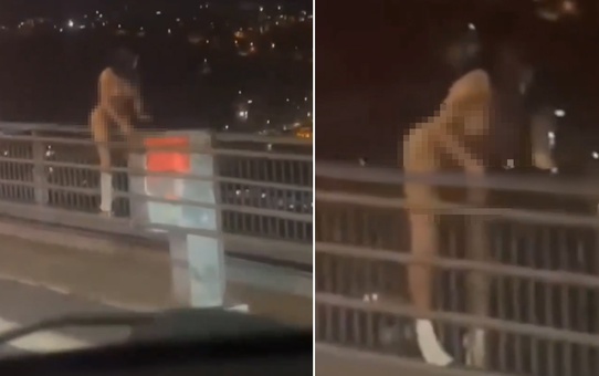 Köprüde çırılçıplak intihar girişimi