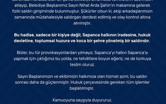 Sapanca Belediye Başkanı'na Saldırı Girişimi