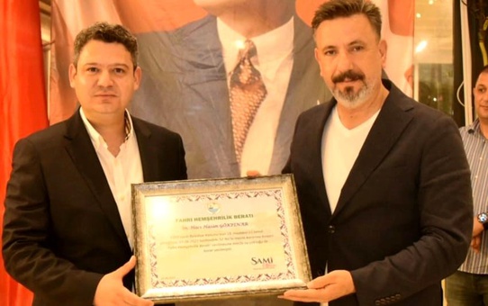 Kaymakam Hasan Gökpınar'a Fahri Hemşehrilik Beratı