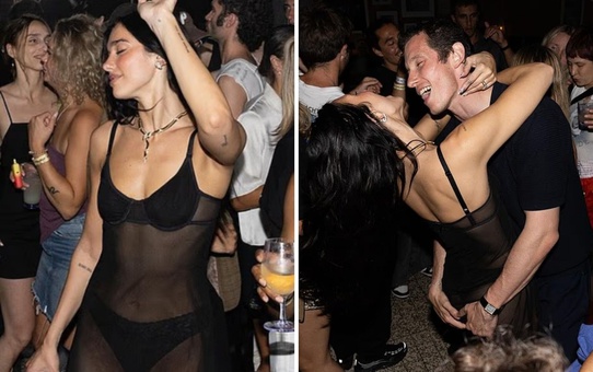 Dua Lipa, katıldığı geceye transparan elbisesi ile damga vurdu
