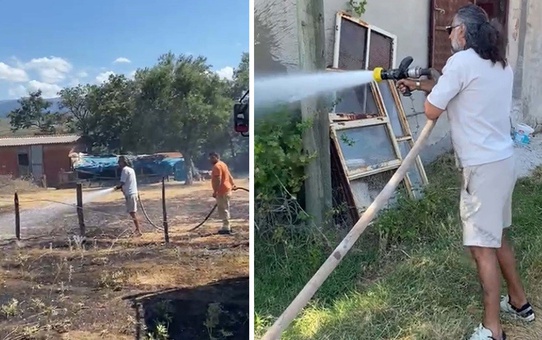 Kurtlar Vadisi'nin Abdülhey'i Kenan Çoban, Çanakkale'de çıkan yangına müdahale etti