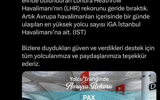 İstanbul Havalimanı'ndan Avrupa Rekoru