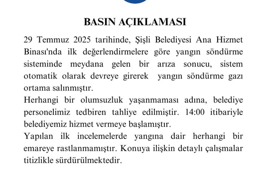 Şişli Belediyesi'nde Yangın: Yangın Söndürme Gazı Ortama Salındı