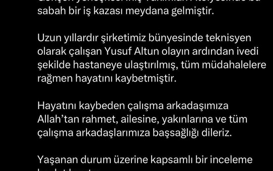 THY'de İş Kazası: Bir Teknisyen Hayatını Kaybetti
