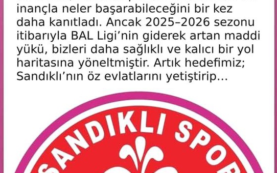 Sandıklıspor BAL'a Katılmayacak