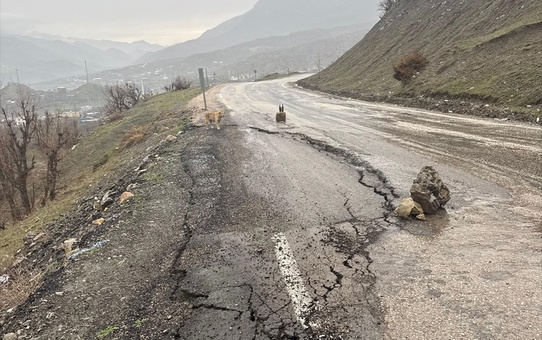 Şenoba'da Yağış Nedeniyle Yol Çöktü