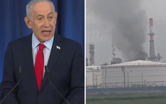 Netanyahu konuşurken, İran İsrail'in rafinelerini füzelerle vurdu