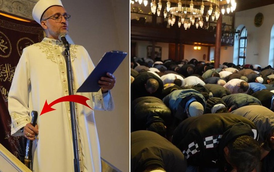 Sultan Abdülmecid'in şifa bulduğuna inanılan camide 100 yıllık kılıçla bayram hutbesi
