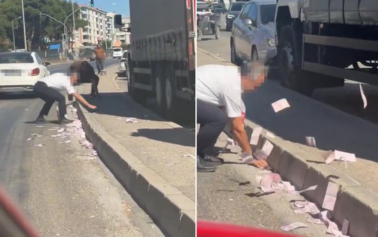 Film değil gerçek! Ağzına kadar para dolu çuvalı yola düşürdüler
