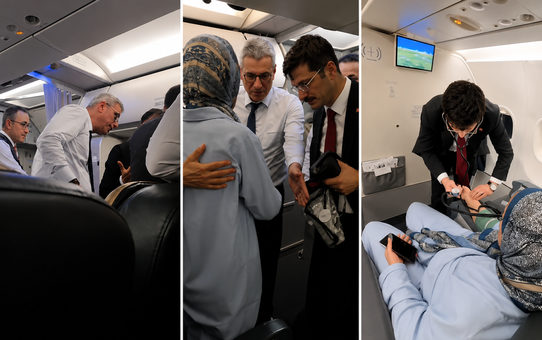 Uçakta fenalaşan yolcuya Sağlık Bakanı Memişoğlu'nun ekibi müdahale etti