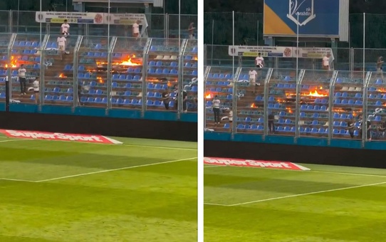 Daha fazla dayanamayıp tribünü ateşe verdiler