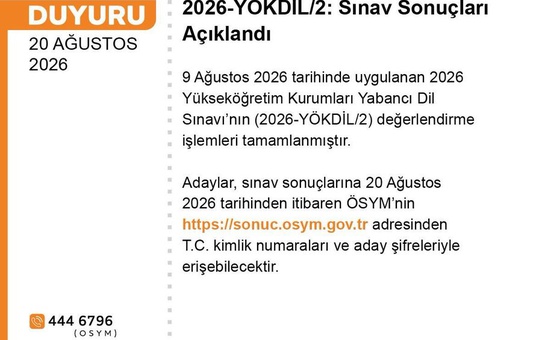 2026 YÖKDİL Sonuçları Açıklandı
