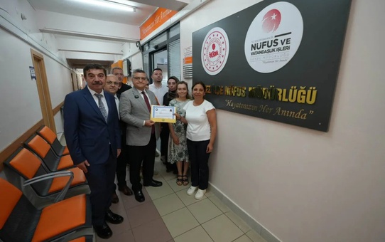Sinop Nüfus Müdürlüğü'ne Başarı Belgesi