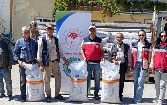 Kütahya Hisarcık Karbasan'da organik adaçayı üreticilerine gübre desteği verildi