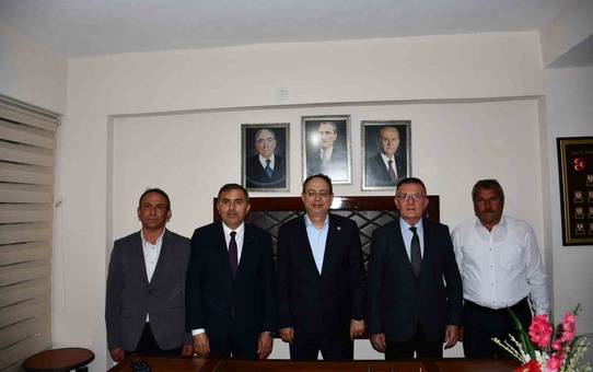 MHP'li Topsakal, Vezirköprü İlçe Başkanı Doğru'ya hayırlı olsun ziyaretinde bulundu