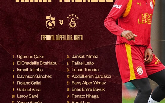 Galatasaray'ın Trabzonspor maçı kamp kadrosu açıklandı, 4 oyuncu yok