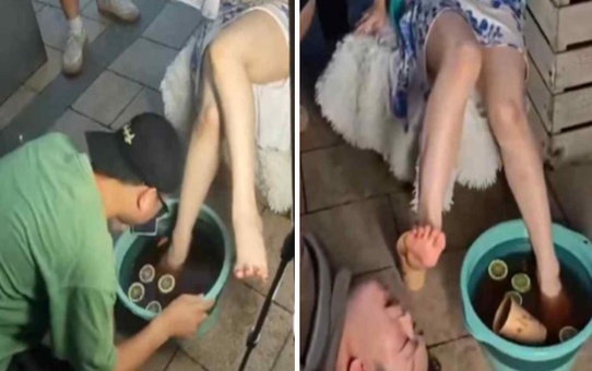 Çin'i karıştıran stant! Modellerin ayaklarını soktuğu içecek 364 liraya satıldı