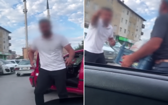 Trafikte 'Neden kornaya bastın' kavgası! Öfkeli sürücünün dehşet saçtığı anlar kamerada