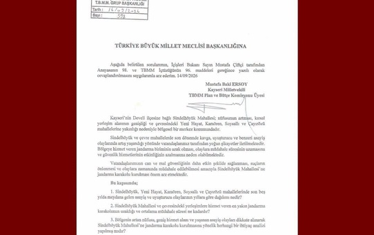 MHP'li Ersoy, Sindelhöyük'e kalıcı jandarma karakolu için TBMM'ye önerge verdi